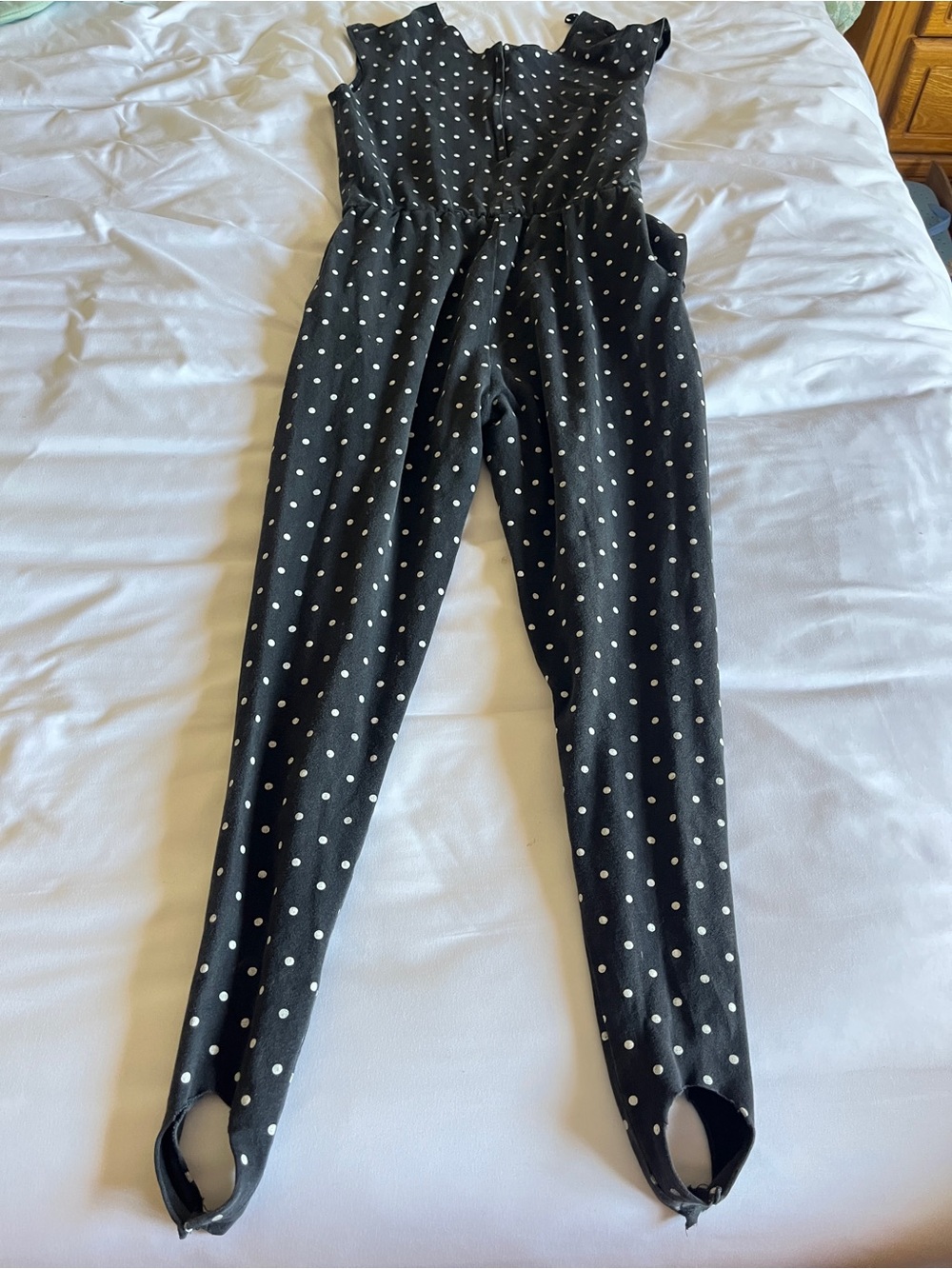 PG Collections Size P Small Black Polka Dot Jumpsuit with Stirrup Hem